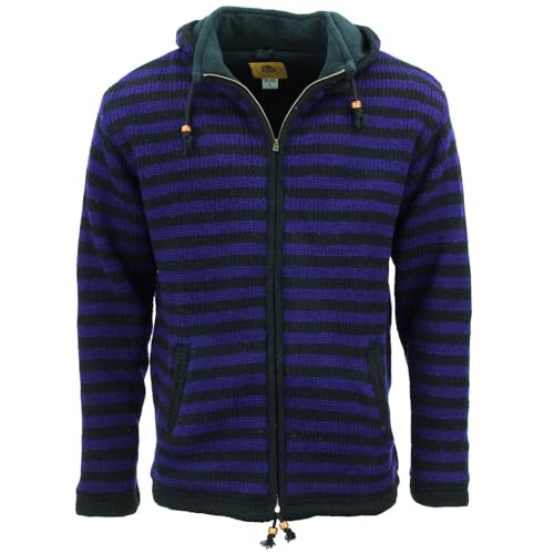 Veste à capuche en laine tricotée main LoudElephant violette 4XL