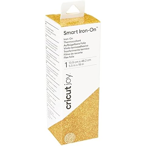 Cricut Joy Smart Glitter Iron On | Gold | 48 cm (19 ft) | Heat Transfer Vinyl Roll (HTV) | For use with Cricut Joy Cover