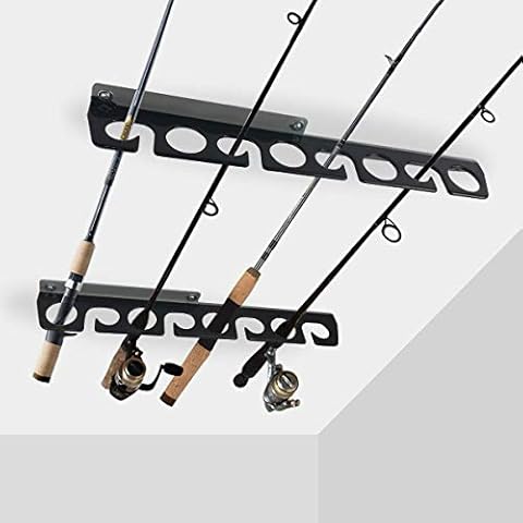 Homydom Fishing Rod Ceiling/Wall Storage Rack, Fishing Pole Holder for Garage & Cabin & Basement, Heavy Duty - Holds up to 8 Fishing Rods Cover