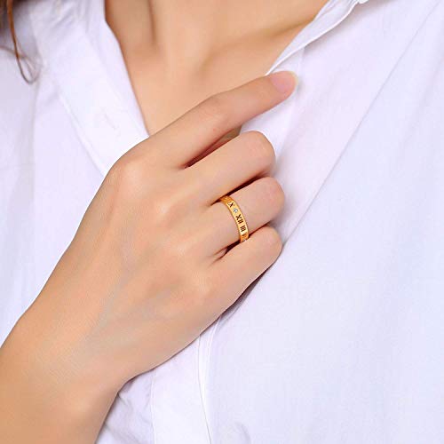 Mvoncity Openwork Roman Numerals Ring For Women Stainless Steel Cz Classic Love Promise Ring Eternity Wedding Band Stacking Rings 3 Colors Set (3 Color Set,6) #TOP5