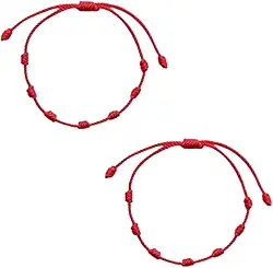 Pulseira Vermelha kit c 2 pulseiras da Sorte 7 Nós | Amuleto da Kabbalah | Proteção contra o Mau-Olhado | Prosperidade | Ajustável |Unissex