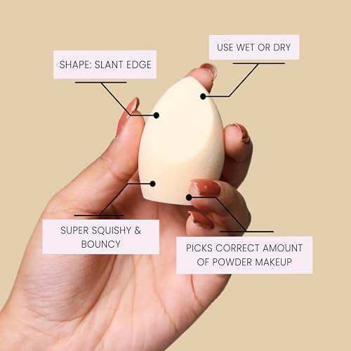 Image of Milagro Beauty Makeup Sponge Blender Non-latex, Soft, Satin Blending Puff for Foundation, Face Powder, Cream Wet & Dry Make Up (Beige)