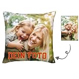 Personalisiert Kissen Bezug mit Eigenem Foto Bild Geschenk Doppeldruck Kissenbezug Sofa Deko Zierkissen 45x45cm Leinen Kissenbezug