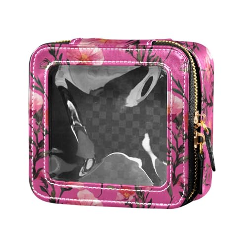 Beauty case da viaggio con fiori rustici color pesca calda borsa da toilette trasparente con cerniera custodia per cosmetici da per viaggi Fiori Rustici Pesca Calda 1 size
