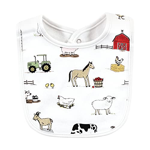 Image of Hudson Baby Unisex Baby Cotton Bibs, Girl Farm, One Size