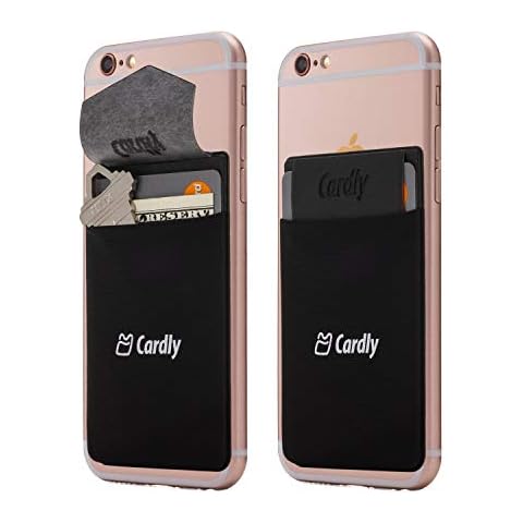 (Two) Secure Cell Phone Stick On Wallet Card Holder Phone Pocket for iPhone, Android and All Smartphones. (Black) Cover