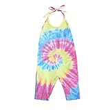 Infant Toddler Baby Girls Tie Dye Harem Straps Romper Jumpsuit Sleeveless Halter Backless Clothes Su