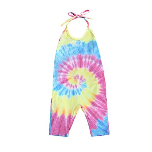 2-6 år gammal småbarn flicka mode vardaglig tie-dye färg grimma bekväma overaller flera säsonger cool allt-i-ett kläder