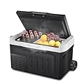 Erivess 12 Volt Portable Refrigerator, 32QT(30L) Electric Cooler, 12/24V DC & 110-240V AC, -4?~68? Dual Mode Portable Freezer, 12V Car Fridge with Pull Rod & Wheels for Camping, Truck, RV, Boat