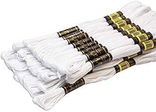 UMC STAG 24 Pieces White Colour Premium Embroidery Thread | 100% Egyptian Cotton Premium Skeins | Cross Stitch Embroidery Floss | Oeko TEX Certified Stranded Cotton | Ideal for Arts & Crafts