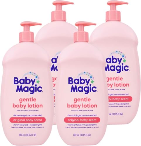 Image of Baby Magic Gentle Baby Lotion | 30 Fl Oz (Pack of 4) | Vitamins & Aloe | Free of Parabens, Phthalates, Sulfates and Dyes