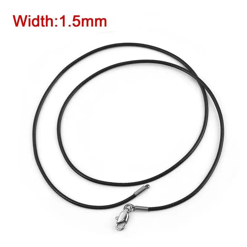 Cordon de collier ciré noir avec fermoir anti-perte pour pendentif - 2