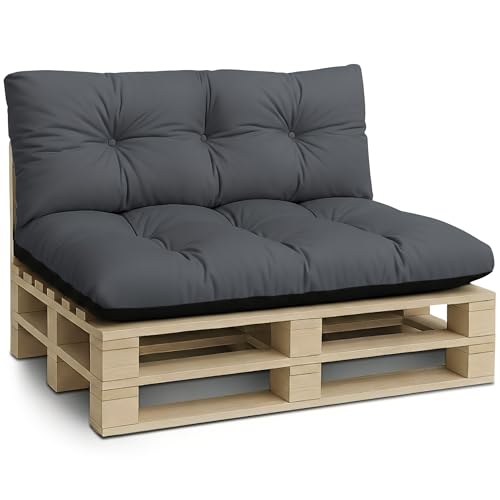 Amazinggirl Palettenkissen Outdoor Kissen Sitzkissen 120x80 cm - Auflagen für Paletten Europaletten Palettensofa und Palettenmöbel Palettenpolster Outdoorkissen Gartenkissen Graphit