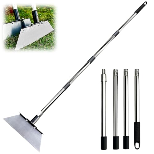 Pala de jardín multifuncional de 120/160 cm con mango de extensión de acero inoxidable, herramienta de jardinería, rascador de jardín, para exterior, casa, granja (160 cm)