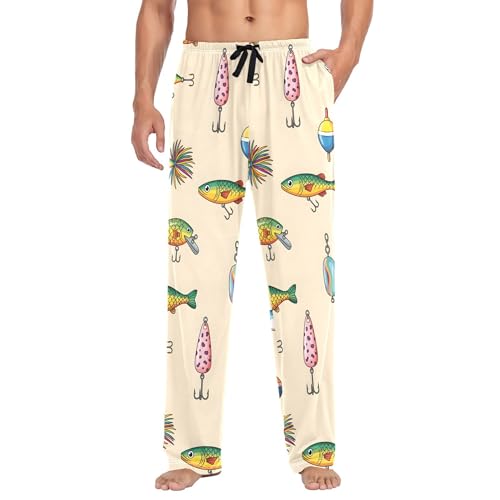 Men's Pajama Bottom Fishing Lures and Baits Cotton Pajama Pants Drawstring Sleepwear Long Pants Pockets2