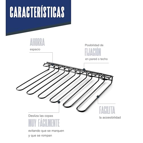 Soporte de copas para ahorrar espacio en armarios con fijación de techo 4