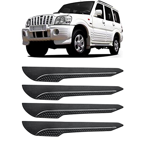 Image of AOSIS-Car Bumper Protector /Bumper Guard for Mahindra Old Scorpio with Single Chrome Stripe (4-Pcs)