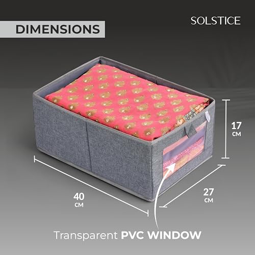 Image of SOLSTICE Premium Wardrobe Organizer Box | Pack of 2 - Foldable Closet Storage for Clothes & Accessories (40x27x17 cm) (Polyester)