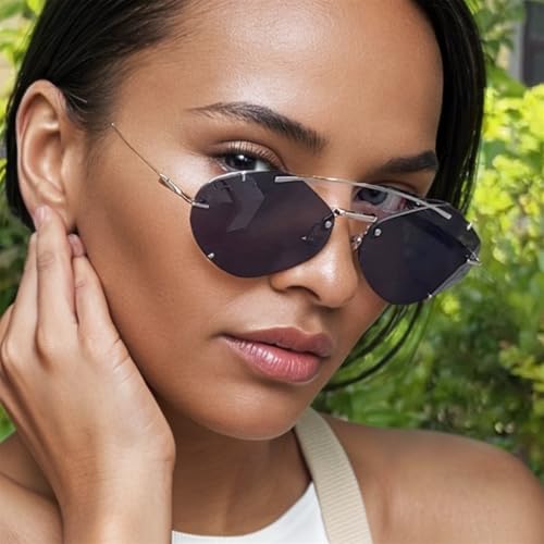 willochra Fashion Double Bridge Rimless Metal Sunglasses Women Small Polygon Square Sun Glasses Men Hexagon Shades F282