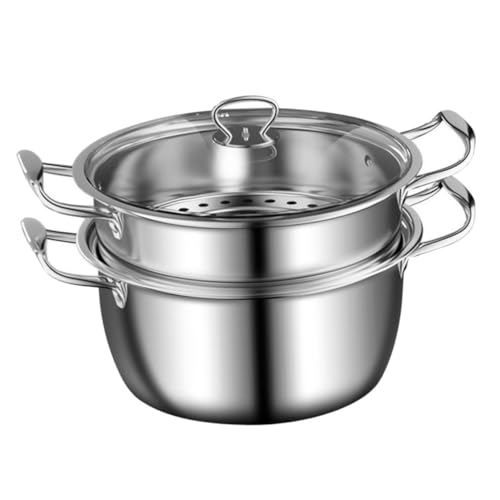 LAPYAPPE Pentola Per Cottura a Vapore in Acciaio Inox 20 Cm Cestello e Doppio Manico, Vaporiera Versatile Per Zuppe e Verdure, Adatta Per Uso Familiare e Cucina Quotidiana