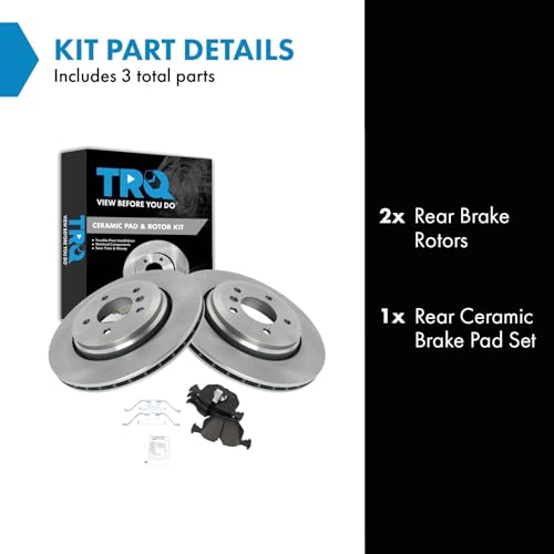 Image of TRQ Rear Brake Pad and Rotor Set Ceramic Compatible with 2001-2006 BMW 330Ci 2001-2005 330i 330xi