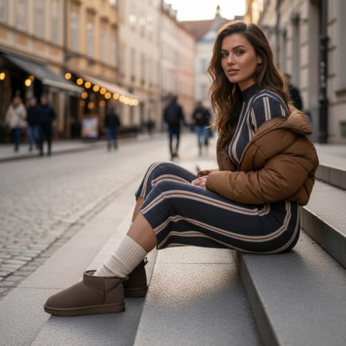 Image of CUSHIONAIRE Hip-3 Genuine Suede Leather Ankle Boots for Women - Pull On Cozy Faux Fur Boots Womens Shoes with Comfortable Memory Foam