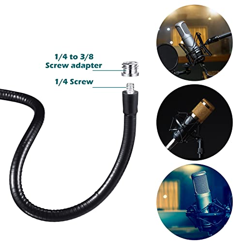 Image of 2 Sets Gooseneck Mic Stand 13 Inch Microphone Stand Flexible Gooseneck Desktop 3 /8 to 5 /8 Inch with Clip Desk Clamp for Podium, Lecture Recording Studio Podcast Meeting Radio Broadcasting Studio Live