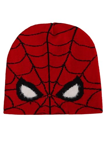 Image of Kidsville Official Marvel Spiderman Red Beanie for Boys | Warm Winter Head Cap