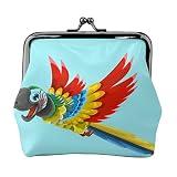 ZUNPNG Niedliche bunte Papageien-Schnalle, Leder, Münzgeldbörsen, Vintage-Tasche, Kiss-Lock-Wechselgeldbörse, Mini-Geldbörsen für Frauen und Mädchen, mehrfarbig, Einheitsgröße, Münztasche