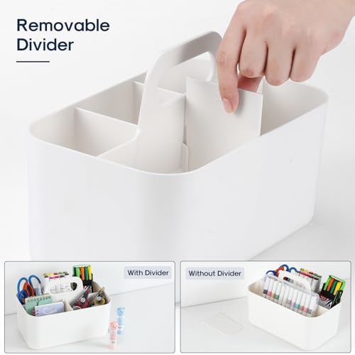 Aozita VTS5-BAI Multiuse Caddy Organizer With Handle - Stackable Plastic Bin Basket - Divided Storage Tote Holder For Art Craft Supplies thumb #2