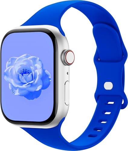 Image of Thin Silicone Band Compatible with Apple Watch 41mm 38mm 40mm 46mm 45mm 42mm 44mm, Slim Narrow Replacement Sport Strap Wristband for iWatch Series 11 10 9 8 7 6 5 4 SE Ultra 3 2 1 Women Men