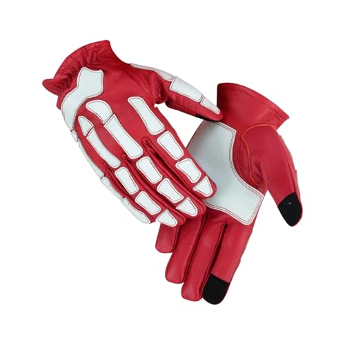 Daniel Smart Glow Bone Leather Work Gloves for Men & Women – Breathable Skeleton Motorcycle Riding Gloves, Touchscreen Biker Glove for Outdoor, Sports & Halloween