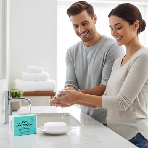 Image of Devotion Cool Splash Natural Bath Soap - Pack of 6 | 75g Bars | Refreshing, Hydrating, and Gentle on Skin