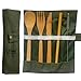 CUBIERTOS DE BAMBÚ Reutilizables | Cubiertos madera ecológicos |Utensilios madera | Set para picnic | Set cubiertos para camping | Cucharada, tenedor, cuchillo, pajita y cepillo de limpieza