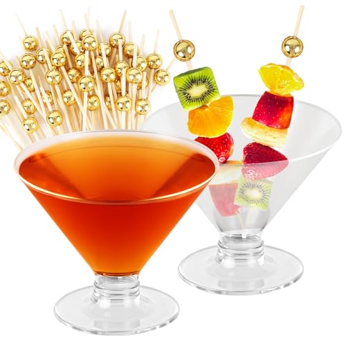 25 PCS Plastic Disposable Martini Glasses 5oz Clear Acrylic Cocktail Cups