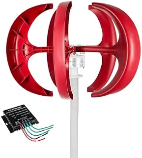 Generador Vertical silencioso de 12000 W, Kit de turbina eólica Vertical portátil de 12 V, 24 V, 48 V, 110 V y 220 V con Controlador para Uso residencial doméstico, Color Rojo, 24 V