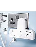 STATUS USB Multi Plug Adapter, Double Port USB Power Adapter White, Double UK Plug Adapter, Cable Free Multi Plug, S2W2USBCFS6