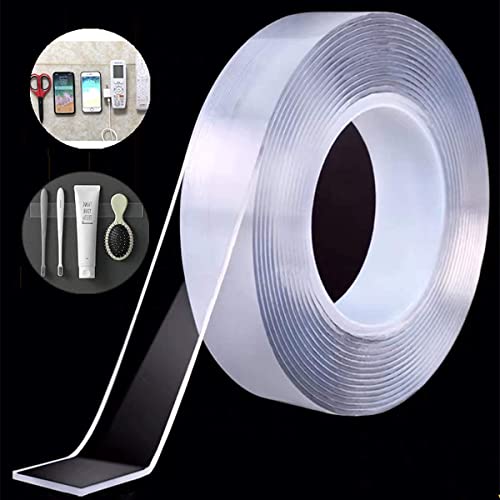 Nano Double Sided Tape Heavy Duty Multipurpose Removable Mounting Tape Adhesive Grip Reusable Strong Sticky Wall Tape Strips Transparent Tape Poster Carpet Tape (9.84 feet (3M) length)
