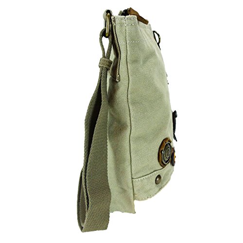 CHALA Womens' Canvas Patch Crossbody Handbag with Keyfob- Sand (Lazzy Cat)4