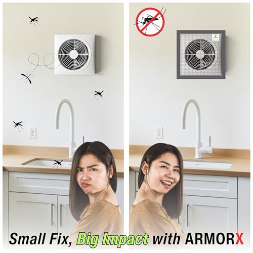 Image of ARMORX Mosquito Net for Exhaust Fan, Bathroom, Kitchen & Ventilation Window | Pre Stitched Ready-to-Use | Blocks Mosquitoes Insects Lizards | White - 35x50 cm / 14x20 inch