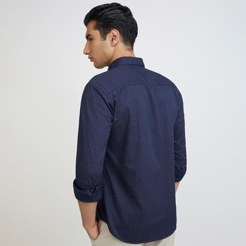 Image of Park Avenue Men's Pure Cotton Print Pattern Slim Fit Cut Away Collar Full Sleeve Casual Shirt