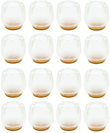 16 Silicone Chair Leg Floor Protectors with Felt Furniture Pads Chair Glides Feet Caps Tips, 16 Pack, Fit Round Leg Size 1-1/16" to 1-1/4" (1.02-1.22inch)(2.6cm-3.1cm)