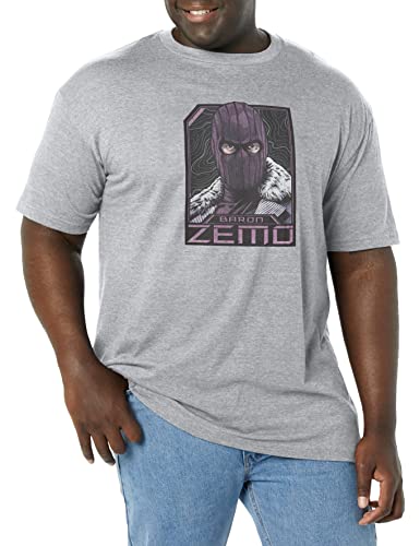 T-Shirt Marvel Broche de Zemo vêtement grande taille 5XL gris chiné homme