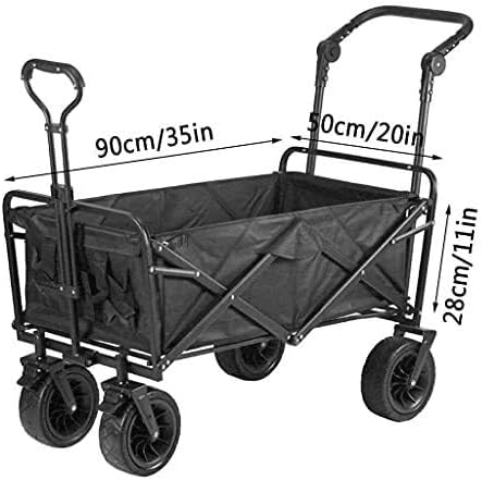 Portable Camping Cart,Outdoor Foldiutility Wagon Foldable Handcart, Garden Utility Truck with Adjustable Handle, Outdoor Pull Wagon, for Beach Fishipicnic, Load-Bea100Kg/220Lbs