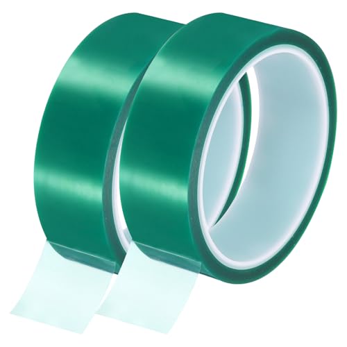 Image of uxcell Green Heat Tape, 2 Rolls 30mmx33m 108ft High Temperature Heat Resistant Tape for Sublimation,Heat Vinyl Press,Heat Transfer, Circuit Board, No Residue
