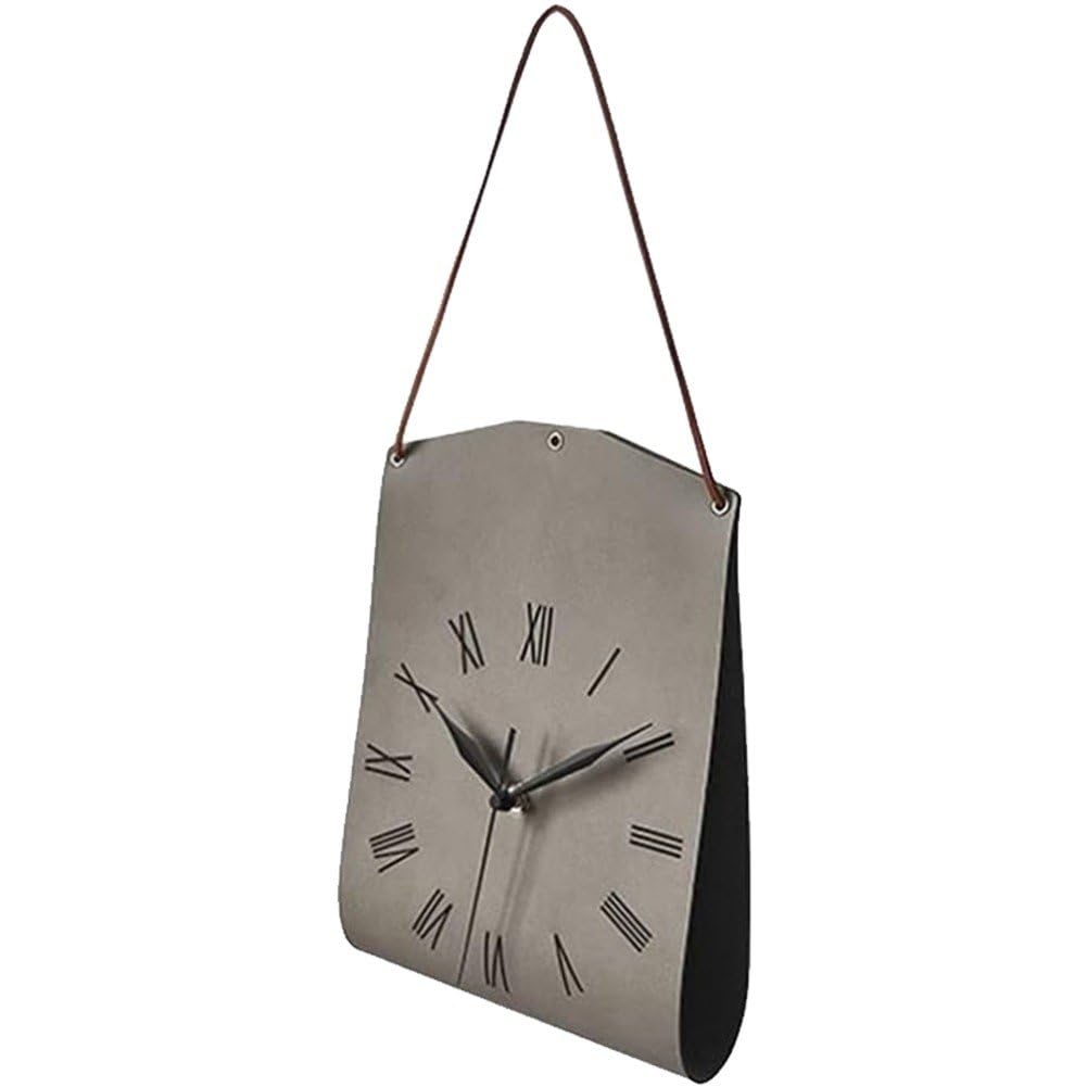 Horloge moderne rétro en cuir PU au mécanisme silencieux haut de gamme