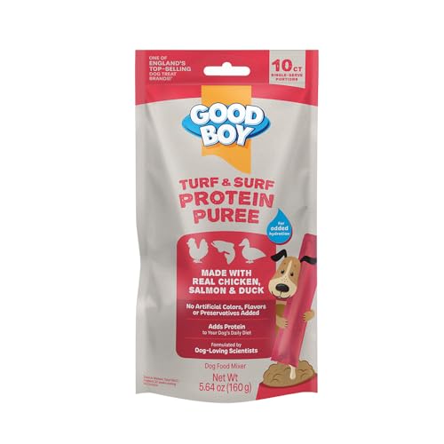 Good Boy Turk & Surf Protein Purees Dog Food Mixers for All Adult Dogs, 10 Count, Easy Single-Serve...