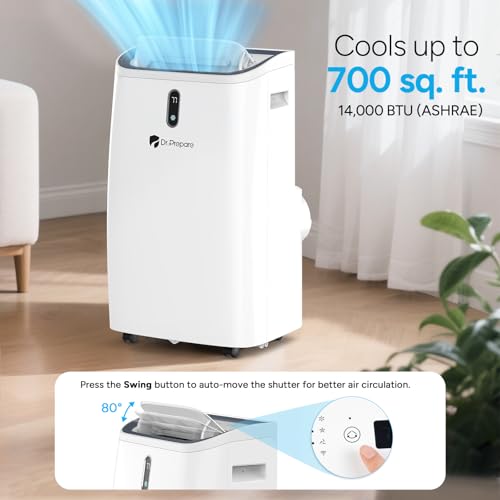 Image of DR.PREPARE 14,000 BTU Portable Air Conditioner with WiFi, 4-in-1 Portable AC Unit with Remote Control, Fast Cooling, 24H Timers, Window kit, Cools Up to 700 sq. ft for Rooms, Bedroom