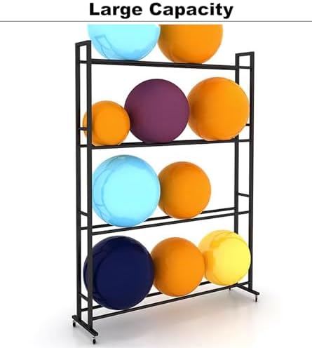 3-Tier Yoga Ball Storage Rack with Wheels - Multi-Purpose Home Gym Organizer for Fitness Clubs & Studios, Large Capacity Exercise Equipment Holder, White Color