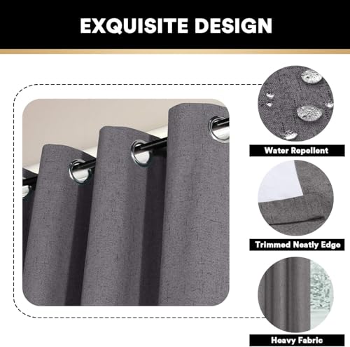 Image of PrinceDeco 100% Blackout Curtains for Bedroom Extra Wide Thermal Sliding Glass Door Curtain Linen Blackout Patio Door Window Treatment for Sliding Glass Door,100 X 108 Curtains,Grey